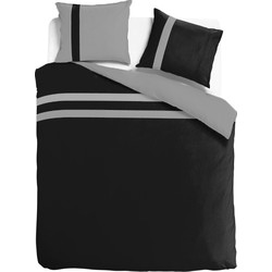 Luxe dekbedovertrek stripe - Egyptisch percal katoen - 140x200/220 - zwart/grijs