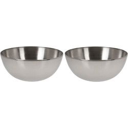 2x Salade serveerschaal RVS 20 cm - Saladeschalen