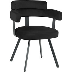 LABEL51 Eetkamerstoel Bardio - Zwart - Fluweel - Black Frame
