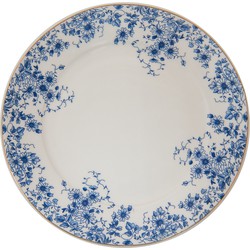 Clayre & Eef Servies Dinerbord Ø 26*2 cm Blauw Porselein Rond Bloemetjes Eetbord