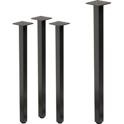 Set van 4 tafelpoten I-Design 72 cm Donkergrijze look Industrieel stalen profiel met poedercoating 4x4 cm In hoogte verstelbare meubelpoten 1-4 cm