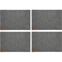 6x stuks rechthoekige placemats met ronde hoeken polyester grijs 30 x 45 cm - Placemats