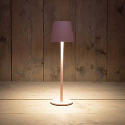 Draadloze tafellamp warm wit dimbaar LED inclusief USB kabel 36.5x11.5cm mat roze