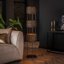 Hoyz Collection - Vloerlamp 3L Tower Waterhyacint - Zwart Nikkel