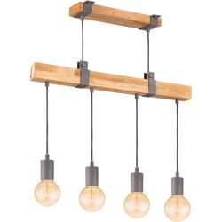 Home sweet home hanglamp Denton 4L - hout / burned metal