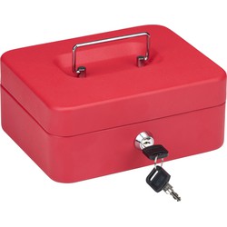 Red & Decker Geldkistje met 2 sleutels - rood - staal - 20 x 16 x 9 cm - inbraakbeveiliging - Geldkistjes