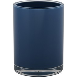MSV Badkamer drinkbeker Aveiro - PS kunststof - donkerblauw - 7 x 9 cm - Tandenborstelhouders