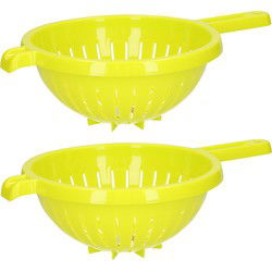 Plasticforte Keuken vergiet/zeef - 2x - kunststof - Dia 23 cm x Hoogte 10 cm - groen - Vergieten