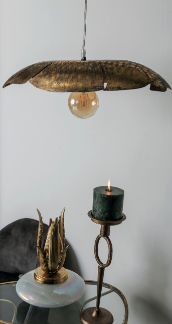 Hanglamp Lasse - bladvorm - goudkleurig - 60x22x22cm - PTMD - 