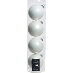 Tubes met 4x winter witte kerstballen van glas 10 cm glans en mat - Kerstbal