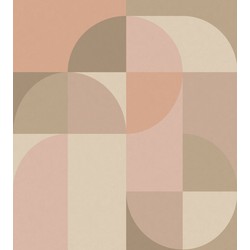 ESTAhome fotobehang cirkels in Bauhaus stijl roze en beige - 250 x 279 cm - 159366