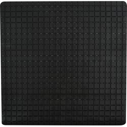 MSV Douche/bad anti-slip mat badkamer - rubber - zwart - 54 x 54 cm - Badmatjes