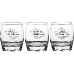 Urban Living whisky/water/drinkglazen Comptoir - gedecoreerd glas - 3x stuks - 290 ml - Whiskeyglazen