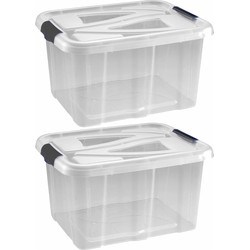 2x Stuks kunststof stapelbare opbergbakken 30 liter 49 x 39 x 26 cm - Opbergbox