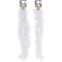 6x Witte decoratie folieslingers fijn 180 cm - Kerstslingers