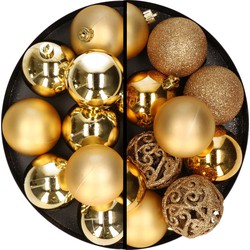 28x stuks kunststof kerstballen goud 6 cm - Kerstbal