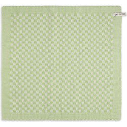 Knit Factory Keukendoek Cubes - Ecru/Spring Green - 50x50 cm