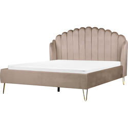 Beliani AMBILLOU - Tweepersoonsbed-Beige-Fluweel