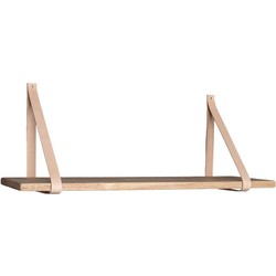 Forno Shelf - Shelf in natural oil with brown leather straps 80x20 cm