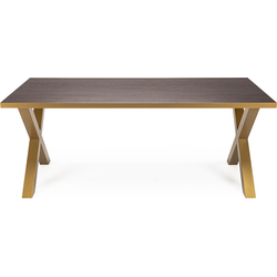 Stalux Eettafel 'Roos' 240 x 100cm, kleur goud / bruin hout