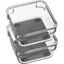 Set van 2x stuks bestekbakken/keuken organizers 1-vaks Tidy Smart grijs transparant kunststof 9 x 9 - Bestekbakken