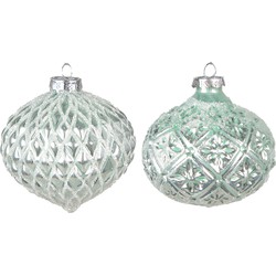 Clayre & Eef Kerstbal Set van 2  Ø 10 cm Groen Glas Kerstdecoratie