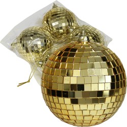 Othmar Decorations disco kerstballen - 4x - goud - 8 cm - kunststof - Kerstbal