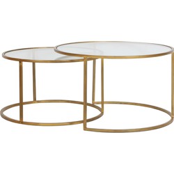 Light & Living - Salontafel DUARTE - Ø75x44cm - Goud - Set van 2