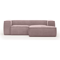 Kave Home - 2-zitsbank Blok roze corduroy met chaise longue rechts 240 cm