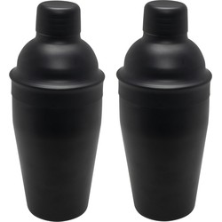 2x Mixbekers/shakebekers voor cocktails mat zwart 500ml 22 cm - Cocktailshakers