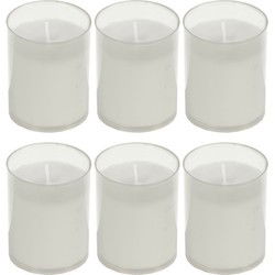 6x Kaarsen wit in kaarsenhouders 5 x 6,5 cm 24 branduren sfeerkaarsen - Stompkaarsen