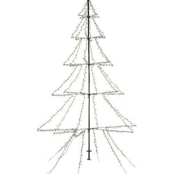 Verlichte figuren zwarte lichtboom/metalen boom/kerstboom met 420 led lichtjes 200 cm - kerstverlichting figuur