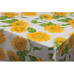 Tafelzeil/tafelkleed wit met zonnebloemen print 140 x 220 cm - Tafelzeilen