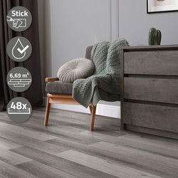Set van 3 Deluxe PVC klevende vinylvloeren voor 2,23 m² grenen grijs 2 mm dik ML-Design