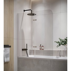 Badplaats Badwand Austin 100 x 140 cm - Chroom - Badscherm Draaibaar 5 mm dik - Veiligheidsglas en Antikalk