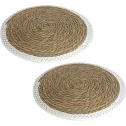 Set van 2x stuks pannen onderzetter van zeegras rond 34 x 34 cm - Panonderzetters