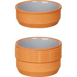 Set 12x tapas/creme brulee serveer schaaltjes terracotta/grijs 12x4 cm - Snack en tapasschalen