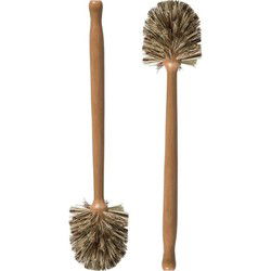 5Five Toiletborstel - 2x - hout - beige - 36,5 cm - Badkamer/WC - Toiletborstels