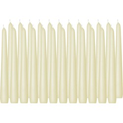 24x Lange kaarsen ivoorwit 25 cm 8 branduren dinerkaarsen/tafelkaarsen - Dinerkaarsen