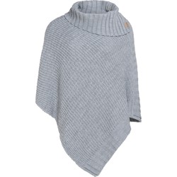 Knit Factory Nicky Gebreide Dames Poncho - Licht Grijs - One Size - Met opstaande kraag