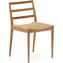 Kave Home - Analy-stoel in massief eikenhout FSC 100% met natuurlijke afwerking en zitting van touw