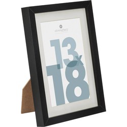 Atmosphera fotolijstje voor een foto van 13 x 18 cm - zwart - foto frame Manu - modern/strak ontwerp - Fotolijsten