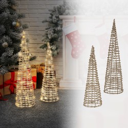 LED Lichtkegel Kerstdecoratie 40 cm Goud van Metaal met Warm Witte LEDs