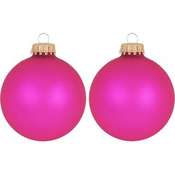 Krebs Kerstballen - bubbelgum roze - 8ST - glas - 7 cm - mat - Kerstbal