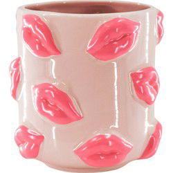 Pot - Kisses - Ceramics - Pink - 17,5x17,5x17,5cm