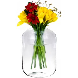 Bloemenvaas Billie - helder transparant glas - D23 x H30 cm - decoratieve vaas - bloemen/takken - Vazen