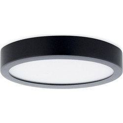 Groenovatie LED Paneel Plafondlamp 12W, Rond ⌀17cm, Opbouw, Warm Wit, Zwart