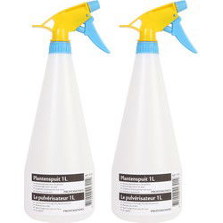 Plantenspuit - 2x - transparant/geel/blauw - kunststof - 1L - planten - Plantenspuiten