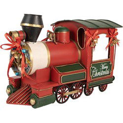 Clayre & Eef Kerstdecoratie Beeld Trein Rood Metaal