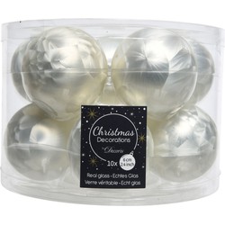 10x stuks glazen kerstballen wit ijslak 6 cm mat/glans - Kerstbal